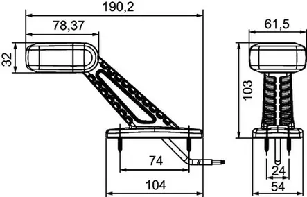 LED side marker, white / red / yellow, 45° angle - LED side markers with rubber arm - 4040112340 - 2
