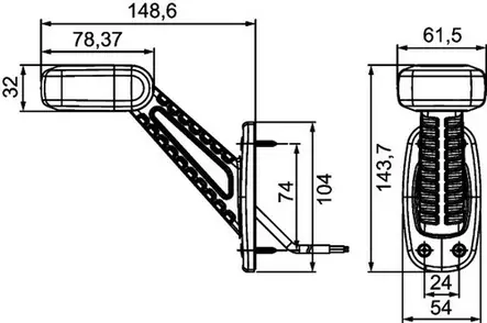 LED side marker, white / red / yellow, 45° angle - LED side markers with rubber arm - 4040112350 - 2