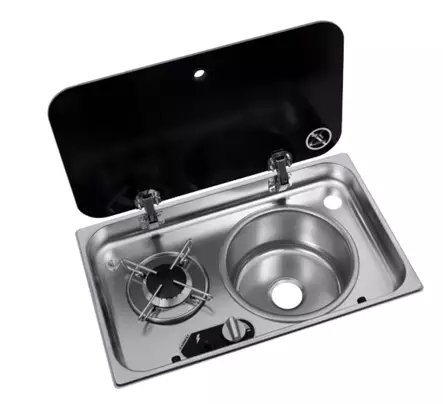 Hob and sink combination - single burner with glass cover, sink right - Stoves - 8020112521 - 1