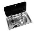 Hob and sink combination - single burner with glass cover, sink right - Stoves - 8020112521 - 1
