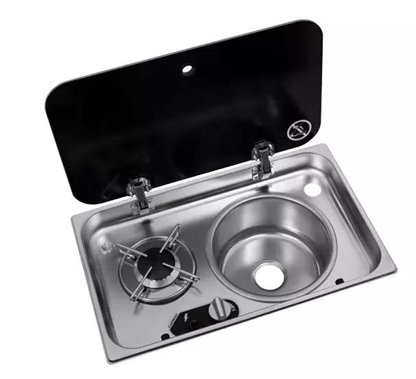 Hob and sink combination - single burner with glass cover, sink right - Stoves - 8020112521 - 1