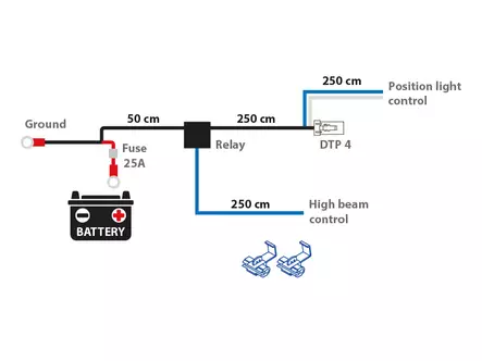 Relay wiring harness for one lamp, DTP-4 - Relay wire kits - 8020103722 - 2