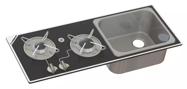 Hob/sink combination – 2 burners with safety glass - Stoves - 8020112613 - 1