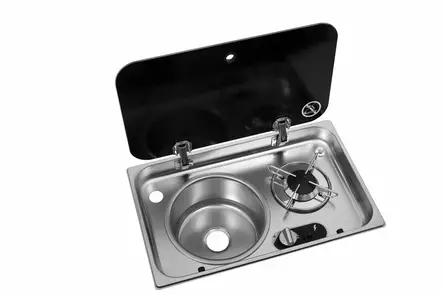 Hob and sink combination - single burner with glass cover, sink left - Stoves - 8020112524 - 1